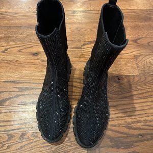 Michael Kors Black Rhinestone Embellished Ridley Chelsea Boot